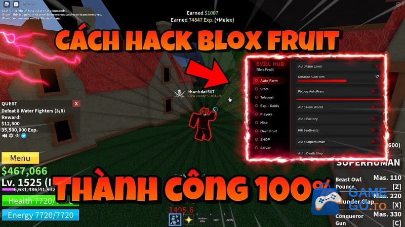 Cách hack blox fruit full trái ác quỷ và giọt nước hack blox fruit 2